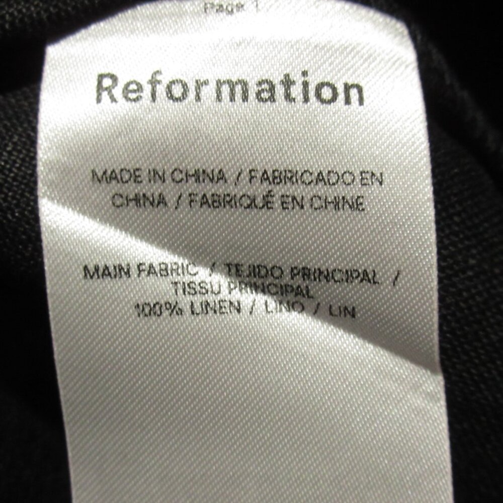 NWT Reformation Evianna in Black Linen Lace Trim Tie Back Mini Dress 10 $248 - Picture 9 of 11